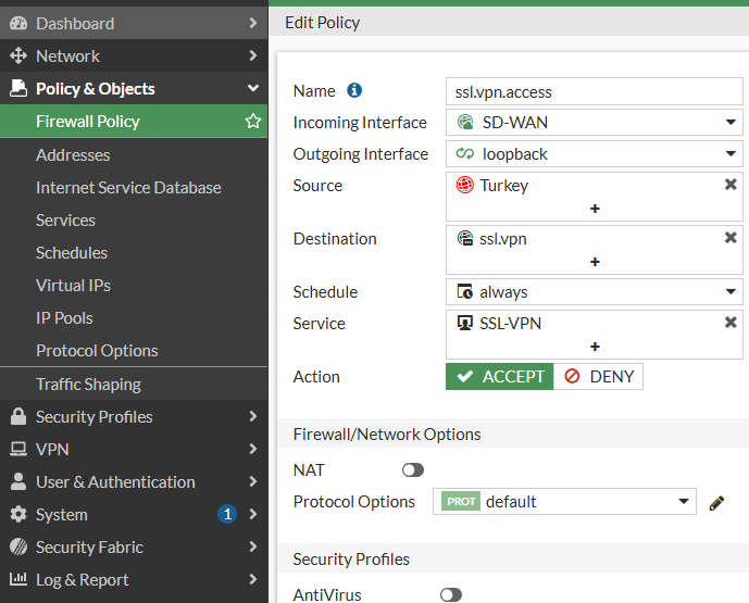 ssl vpn policy