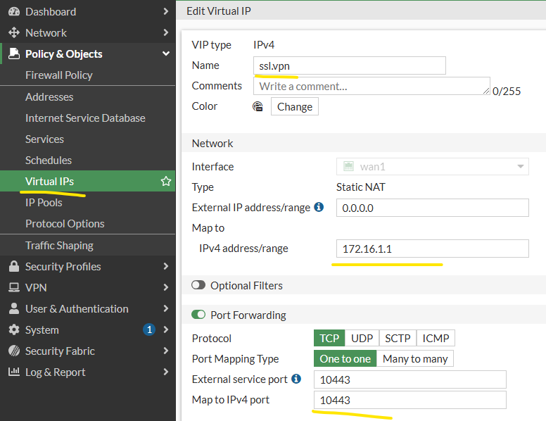 ssl vpn port yönlendirme
