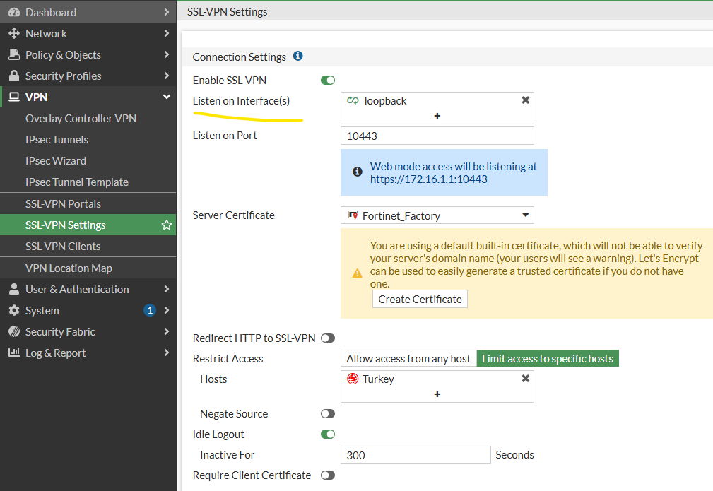 ssl vpn loopback interface