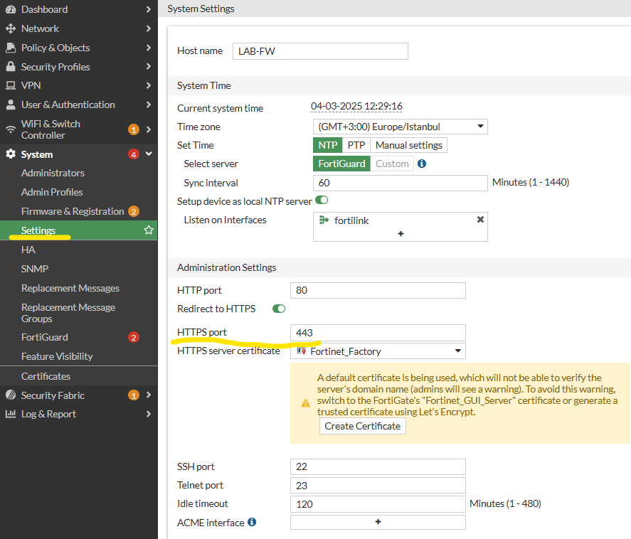 admin https port