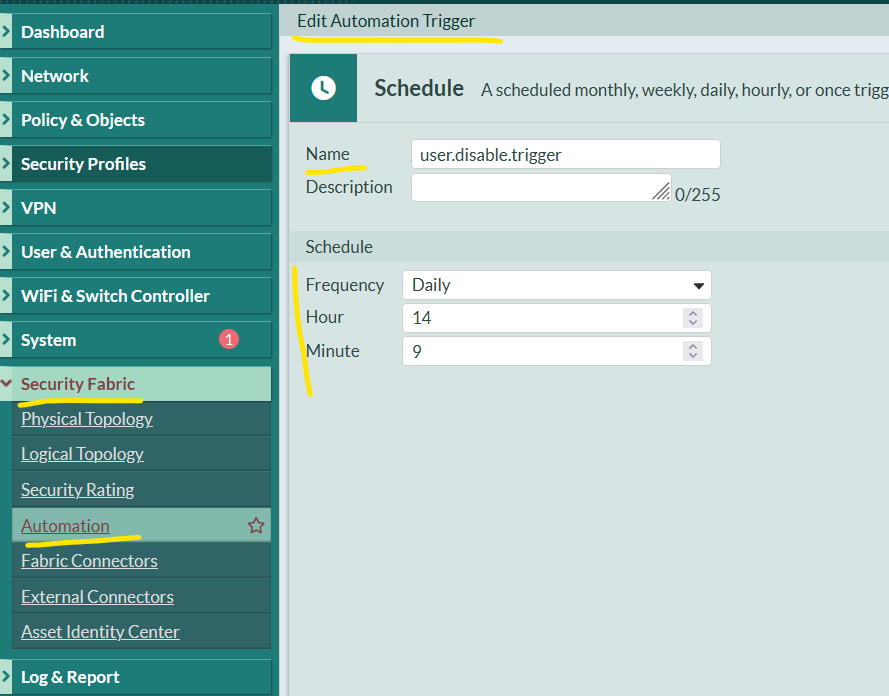 disable user trigger(schedule)