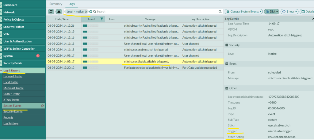 disable user log