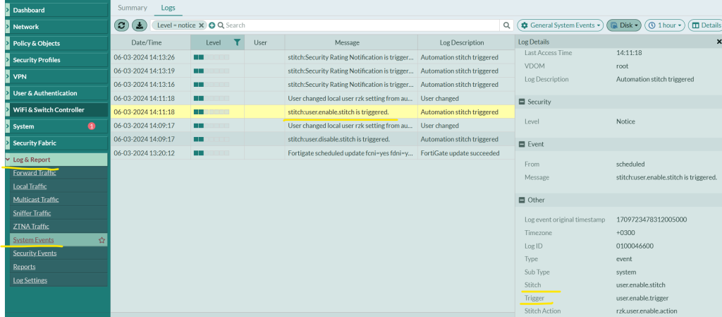 enable user log