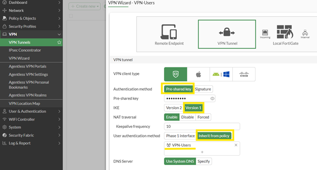 vpn tunnel settings