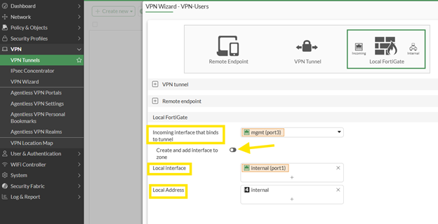 vpn access interface