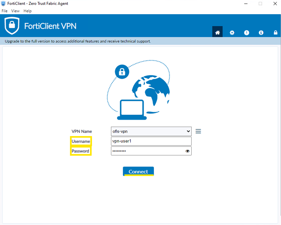 forticlient vpn connect