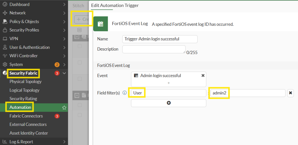 admin login bildirimi trigger