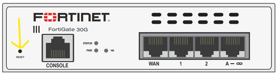 FortiGate reset buton